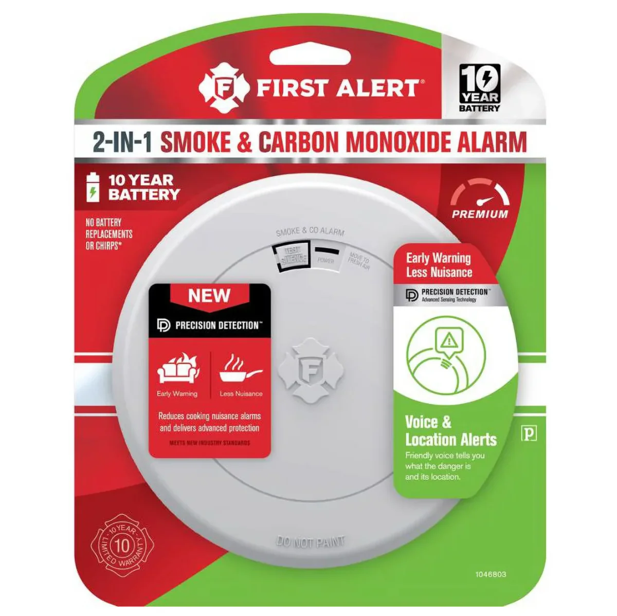 First Alert 10 Year Battery-Powered Photoelectric Dual Smoke and Carbon Monoxide Detector - Image 2